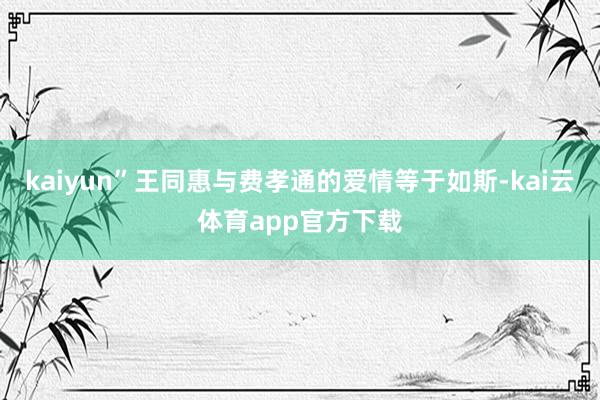 kaiyun”王同惠与费孝通的爱情等于如斯-kai云体育app官方下载
