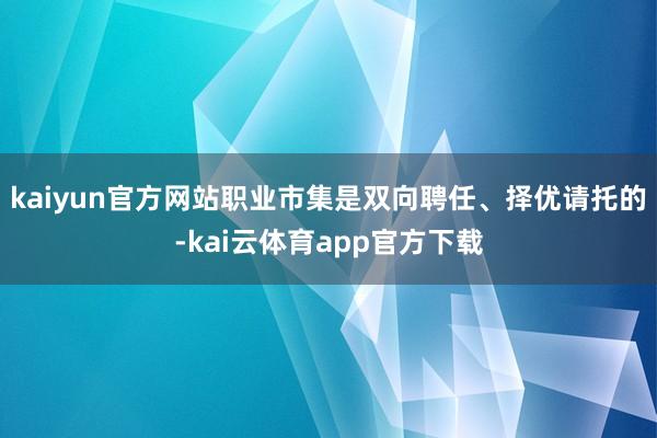 kaiyun官方网站职业市集是双向聘任、择优请托的-kai云体育app官方下载