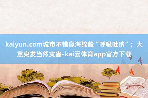 kaiyun.com城市不错像海绵般“呼吸吐纳”；大意突发当然灾害-kai云体育app官方下载
