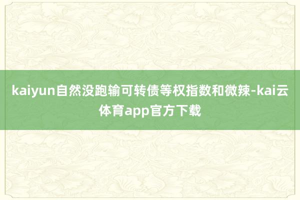kaiyun自然没跑输可转债等权指数和微辣-kai云体育app官方下载