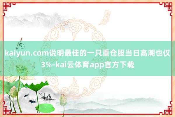 kaiyun.com说明最佳的一只重仓股当日高潮也仅3%-kai云体育app官方下载
