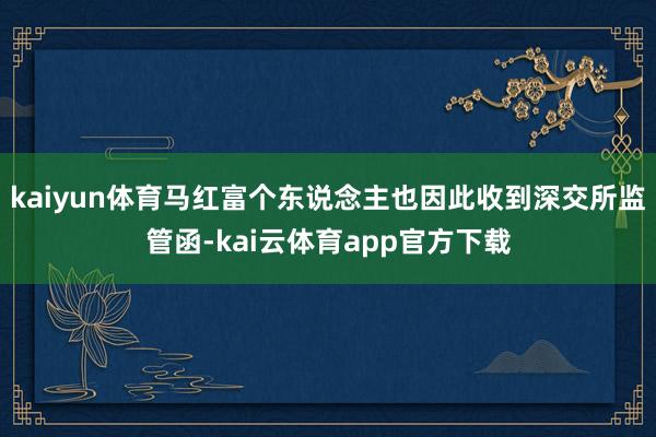 kaiyun体育马红富个东说念主也因此收到深交所监管函-kai云体育app官方下载