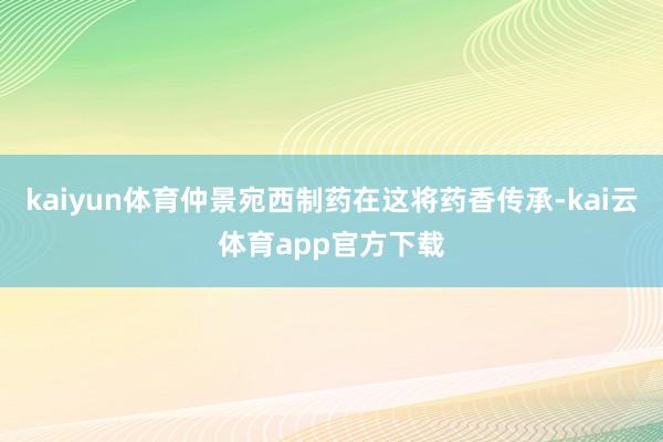 kaiyun体育仲景宛西制药在这将药香传承-kai云体育app官方下载