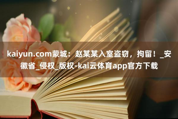 kaiyun.com蒙城：赵某某入室盗窃，拘留！_安徽省_侵权_版权-kai云体育app官方下载