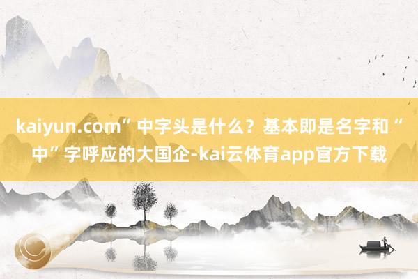 kaiyun.com”中字头是什么?基本即是名字和“中”字呼应的大国企-kai云体育app官方下载